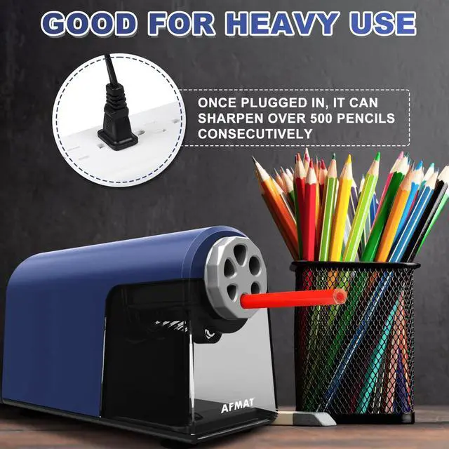 Alt view image 5 of 6 - PSX2 Heavy Duty Electric Pencil Sharpener, 6 Holes, Classroom Sharpener for 6-11mm Pencils, Auto Stop, Super Fast, Save Pencils, School Teacher Must Have Pencil Sharpeners Plug in, Blue