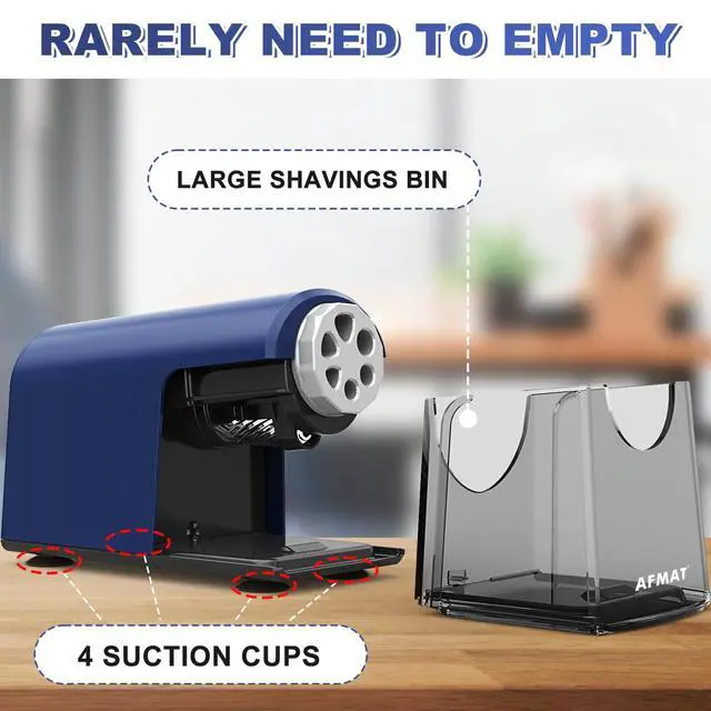 Alt view image 6 of 6 - PSX2 Heavy Duty Electric Pencil Sharpener, 6 Holes, Classroom Sharpener for 6-11mm Pencils, Auto Stop, Super Fast, Save Pencils, School Teacher Must Have Pencil Sharpeners Plug in, Blue