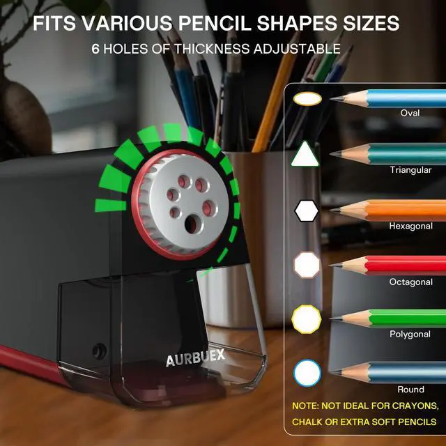 Alt view image 2 of 6 - Heavy Duty Electric Pencil Sharpener S280, 6-Hole for Classroom Use