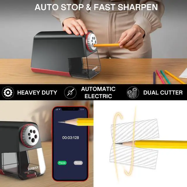 Alt view image 4 of 6 - Heavy Duty Electric Pencil Sharpener S280, 6-Hole for Classroom Use