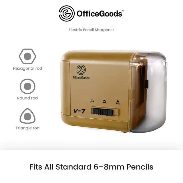 Alt view image 2 of 7 - Electric Pencil Sharpener, Battery or Cord Powered, Gold