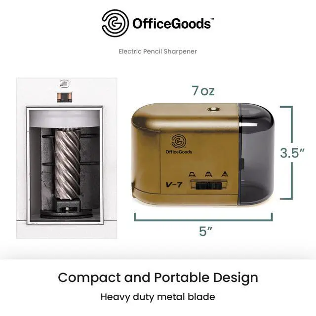 Alt view image 6 of 7 - Electric Pencil Sharpener, Battery or Cord Powered, Gold