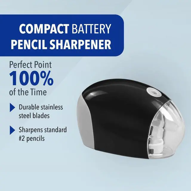 Alt view image 2 of 7 - 55851 Small Battery Powered Pencil Sharpener for School, Home, and Work, Black