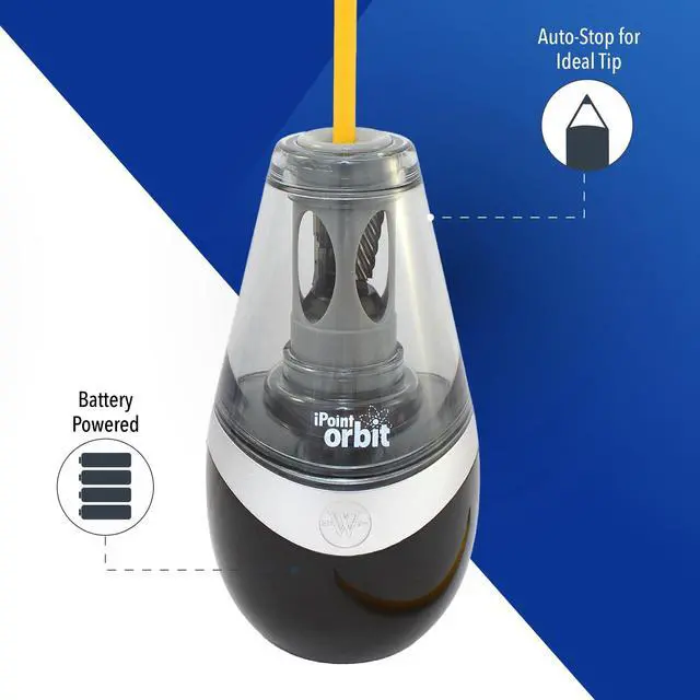 Alt view image 3 of 7 - 16244 iPoint Orbit Battery-Powered Pencil Sharpener for Home and Office, Black