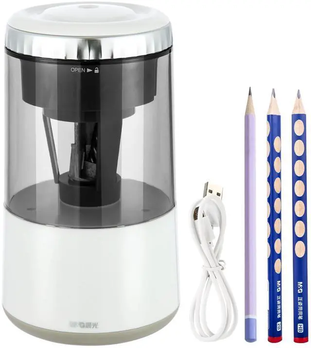 Main image of White Electric Pencil Sharpener, Portable Automatic Pencil Sharpener for Colored Pencils, Auto Stop,Fully Automatic Sharp & Fast, USB Operated for 7-8mm Pencils for Kids, School, Office, Home