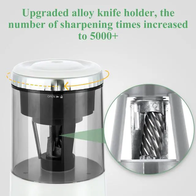 Alt view image 6 of 7 - White Electric Pencil Sharpener, Portable Automatic Pencil Sharpener for Colored Pencils, Auto Stop,Fully Automatic Sharp & Fast, USB Operated for 7-8mm Pencils for Kids, School, Office, Home