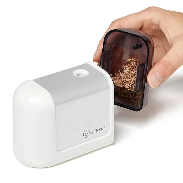 Alt view image 3 of 7 - Mini-Pro Electric Pencil Sharpener, Cordless, White