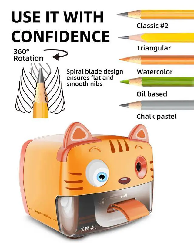 Alt view image 2 of 7 - Plug-in Pencil Sharpener for No.2 and Colored Pencils,Cute Heavy Duty