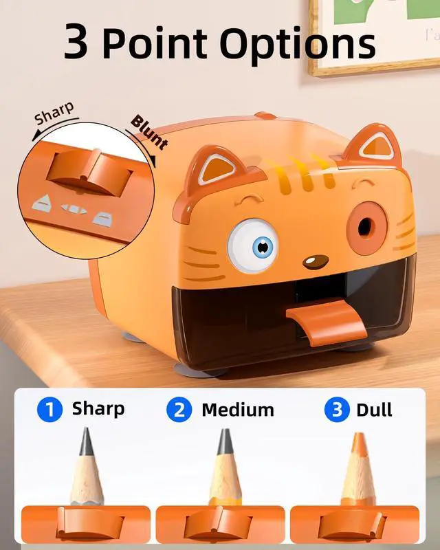 Alt view image 3 of 7 - Plug-in Pencil Sharpener for No.2 and Colored Pencils,Cute Heavy Duty