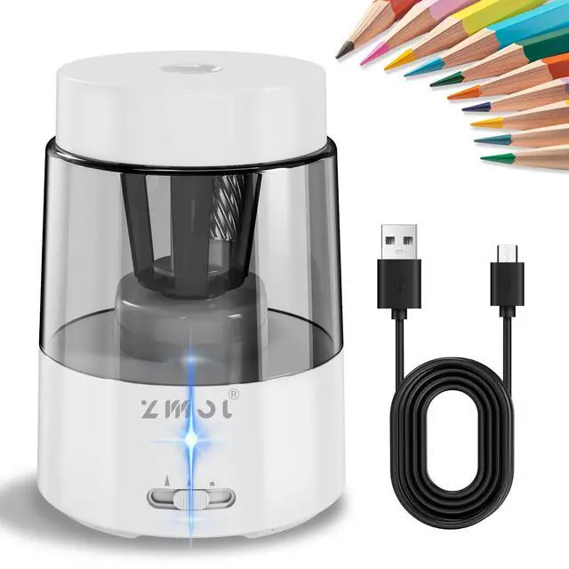 Main image of Rechargeable Electric Pencil Sharpener, Auto Stop, White