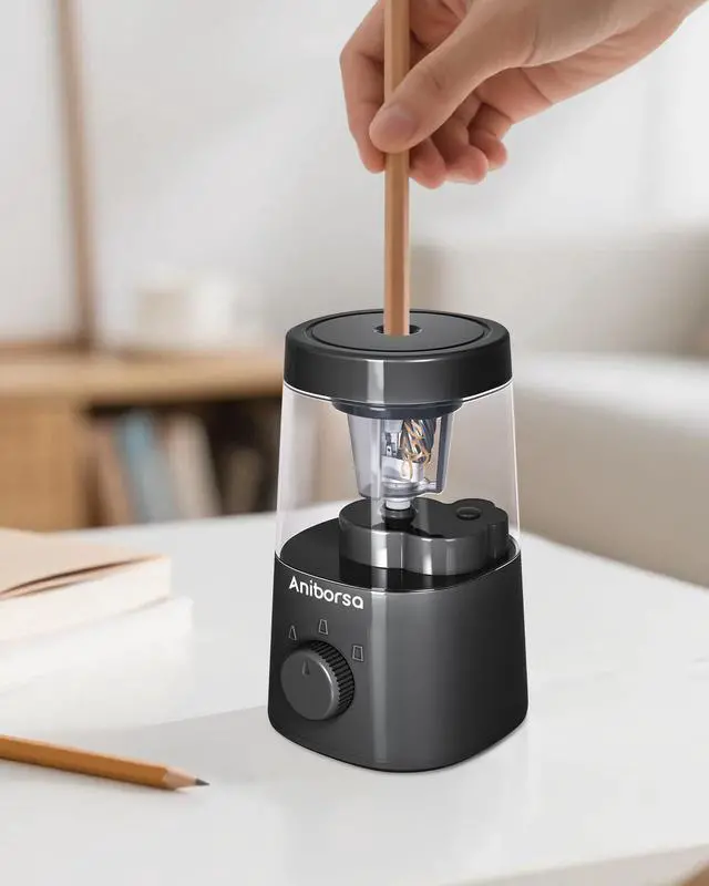 Alt view image 2 of 7 - Electric Pencil Sharpener, Battery/USB Cord Operated, Black