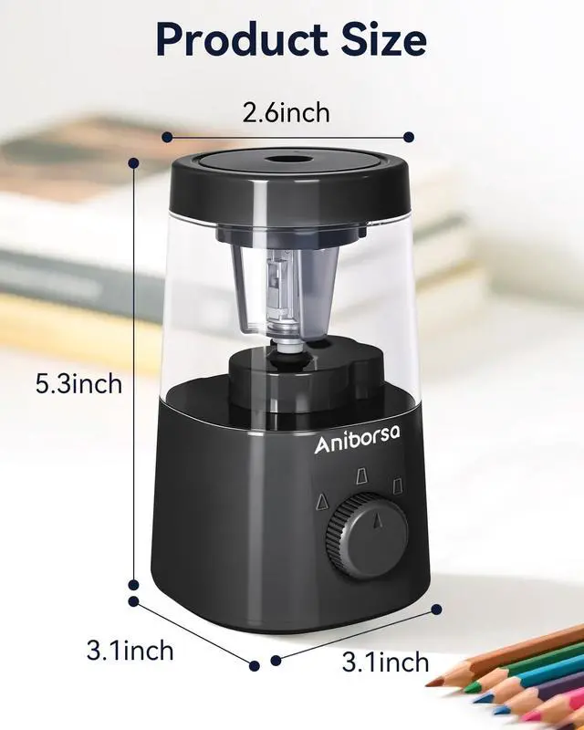Alt view image 5 of 7 - Electric Pencil Sharpener, Battery/USB Cord Operated, Black