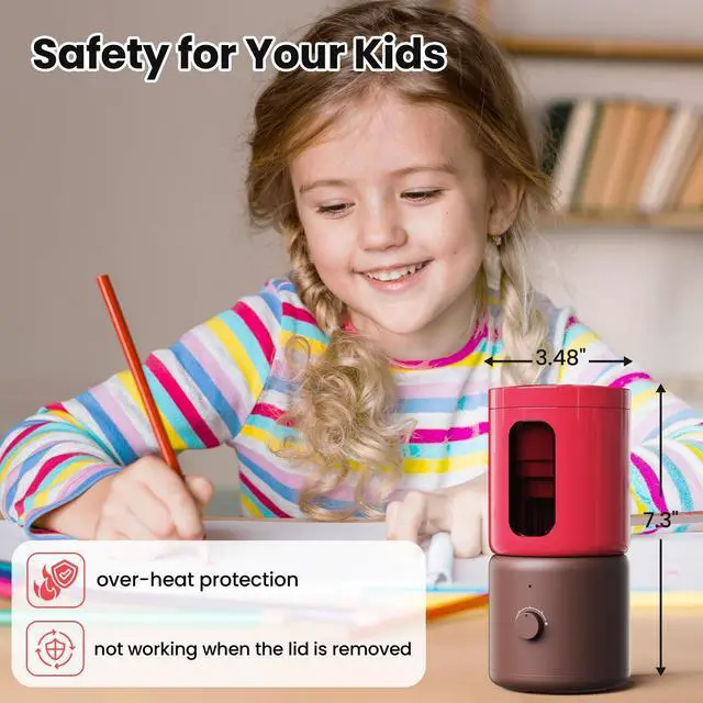 Alt view image 3 of 4 - Electric Pencil Sharpener with 5 Adjustable Settings for Artists, Fully Automatic Sharpener for 6.9-11.2mm Pencils, Auto in & Out, Rechargeable Hands-Free Pencil Sharpener for School Classroom