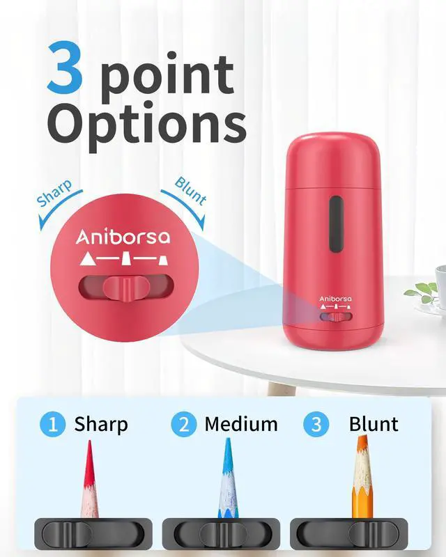 Alt view image 5 of 7 - Rechargeable Electric Pencil Sharpener, Auto in & Out, Red