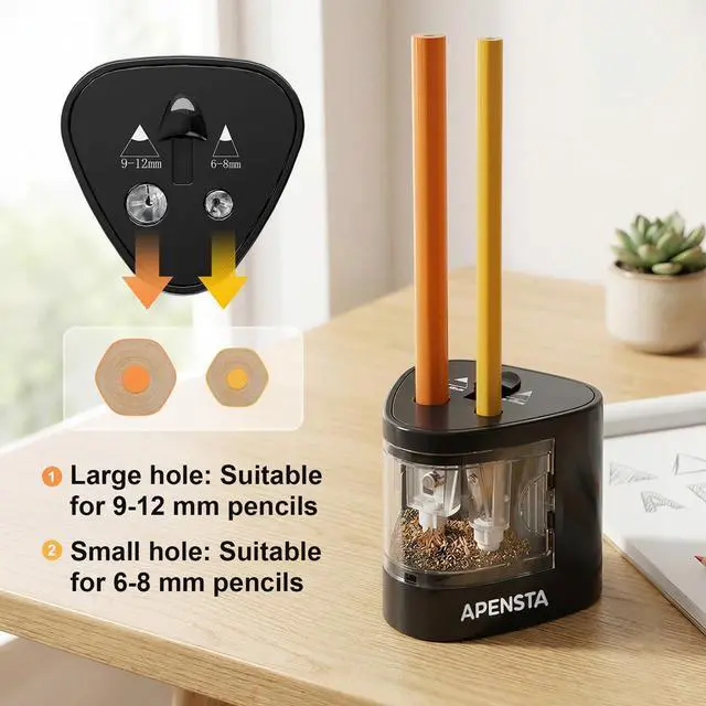 Alt view image 6 of 7 - Automatic Electric Pencil Sharpener, Dual Hole, 6-12mm
