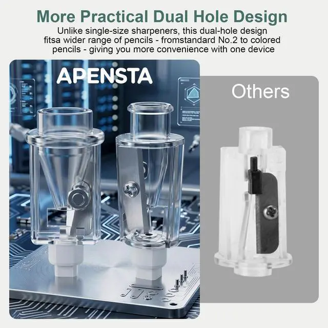 Alt view image 3 of 7 - Automatic Electric Pencil Sharpener, Dual Hole, 6-12mm