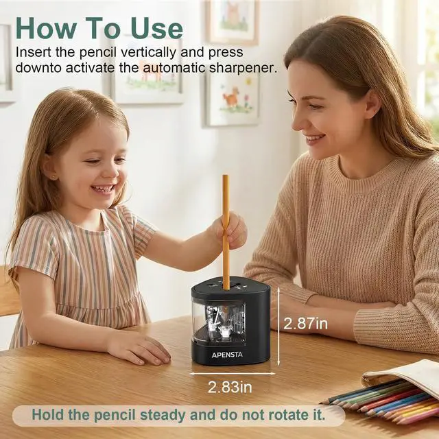 Alt view image 5 of 7 - Automatic Electric Pencil Sharpener, Dual Hole, 6-12mm