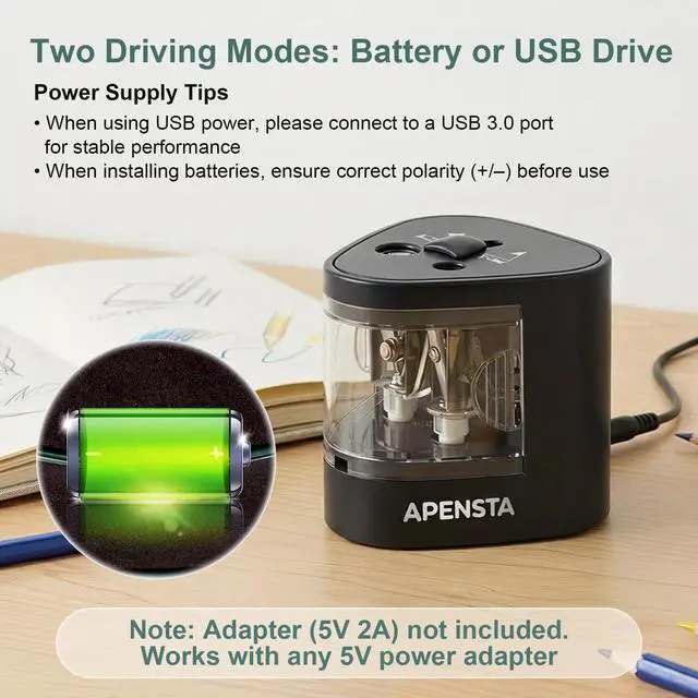 Alt view image 4 of 7 - Automatic Electric Pencil Sharpener, Dual Hole, 6-12mm
