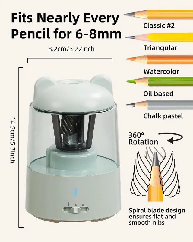 Alt view image 2 of 7 - Electric Pencil Sharpener for Colored Pencils, Auto Stop,Blue