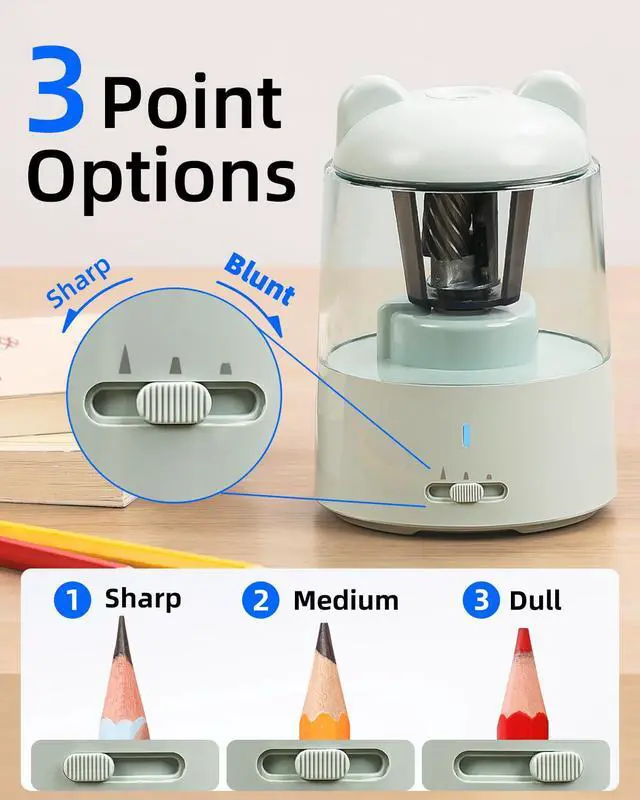Alt view image 3 of 7 - Electric Pencil Sharpener for Colored Pencils, Auto Stop,Blue