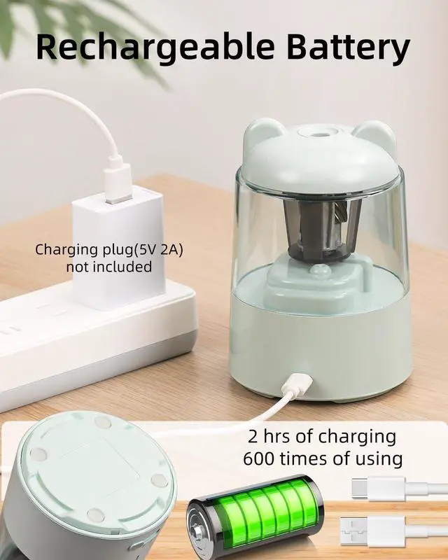 Alt view image 4 of 7 - Electric Pencil Sharpener for Colored Pencils, Auto Stop,Blue