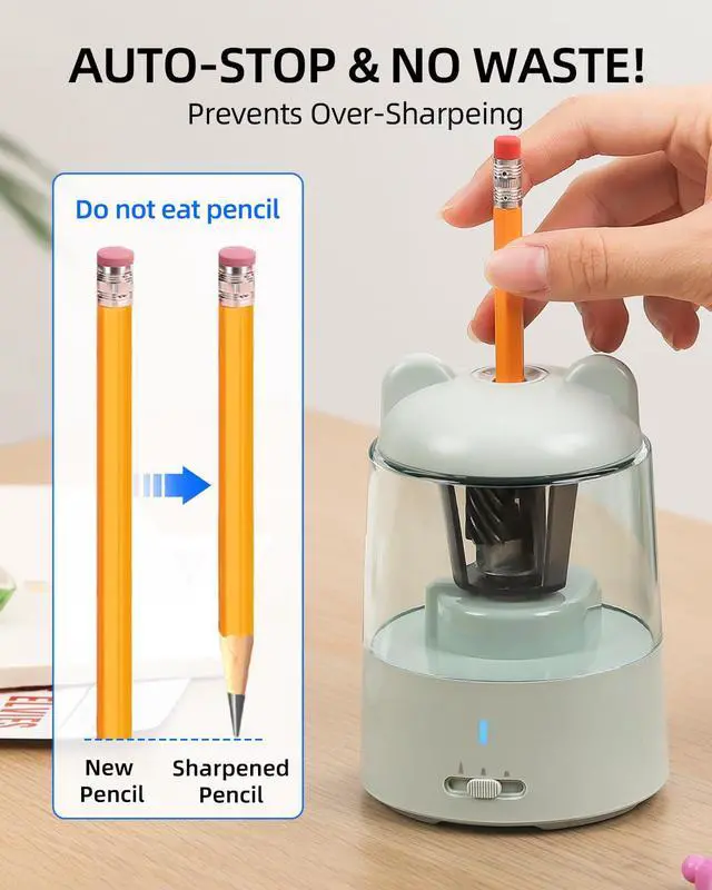Alt view image 5 of 7 - Electric Pencil Sharpener for Colored Pencils, Auto Stop,Blue
