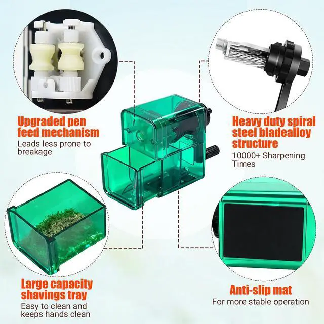 Alt view image 5 of 6 - Manual Pencil Sharpener, Labor-Saving Hand Crank Automatic Pen Entry, for 6.5-8 mm Pencils and Colored Pencils with 2 Levels of Pencil Sharpnessfor Kids, Students, Classroom, Home and Office