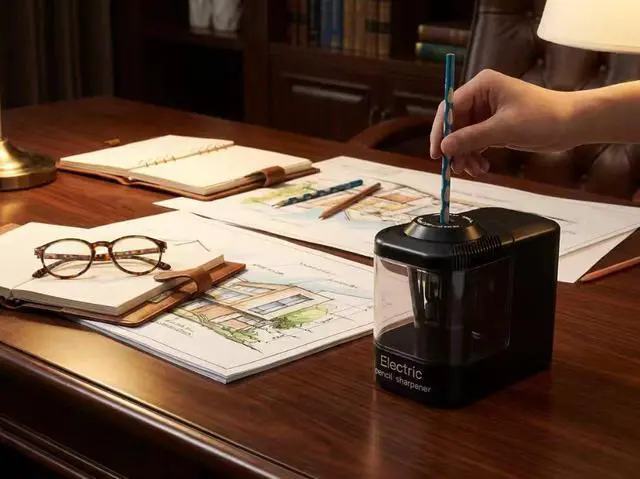 Alt view image 2 of 6 - Dual Power Electric Pencil Sharpener Black, Heavy-Duty Helical Blade