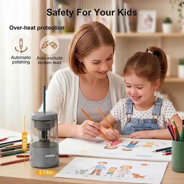 Alt view image 2 of 7 - Electric Pencil Sharpener, Auto in & Out, Rechargeable