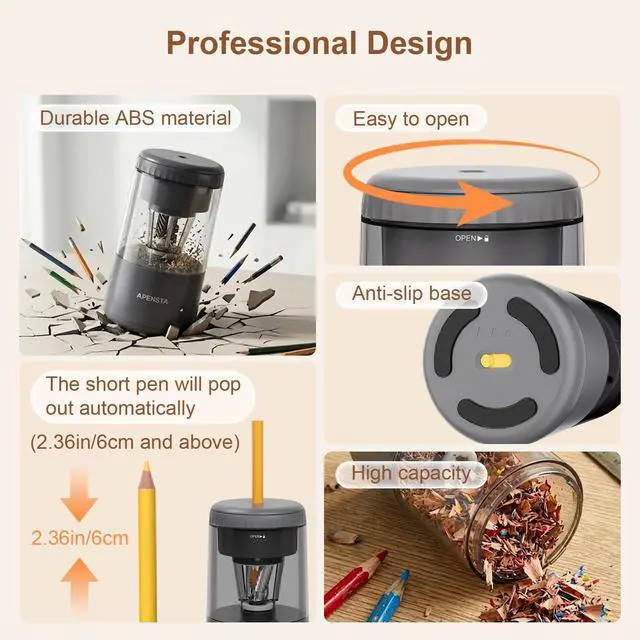 Alt view image 5 of 7 - Electric Pencil Sharpener, Auto in & Out, Rechargeable