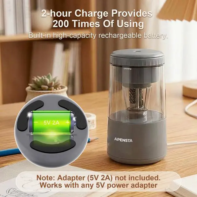 Alt view image 6 of 7 - Electric Pencil Sharpener, Auto in & Out, Rechargeable