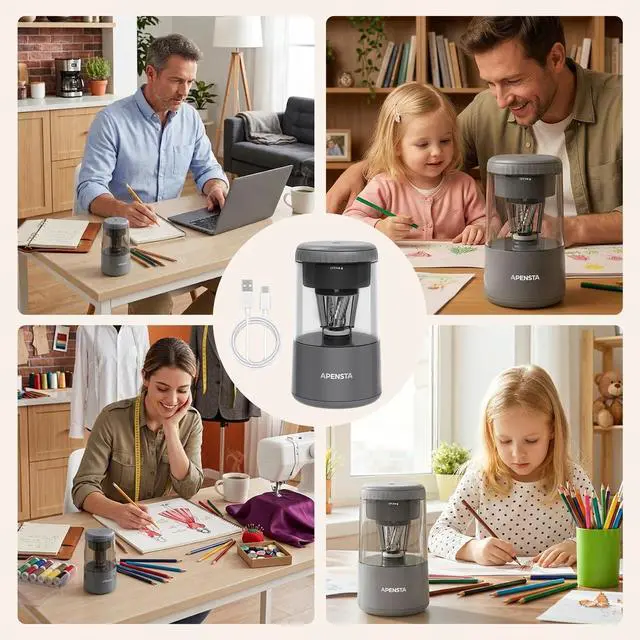 Alt view image 7 of 7 - Electric Pencil Sharpener, Auto in & Out, Rechargeable