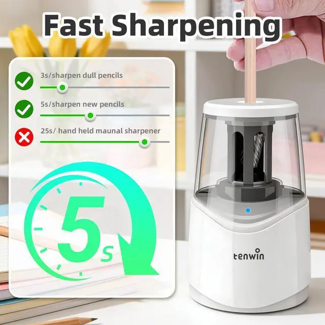 Alt view image 3 of 7 - Rechargeable Pencil Sharpener for 6-8mm Pencils Automatic Sharpening