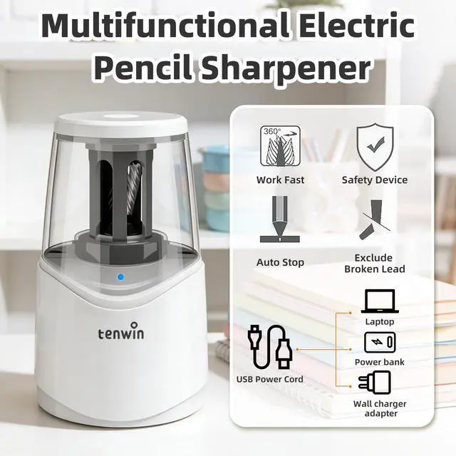 Alt view image 4 of 7 - Rechargeable Pencil Sharpener for 6-8mm Pencils Automatic Sharpening