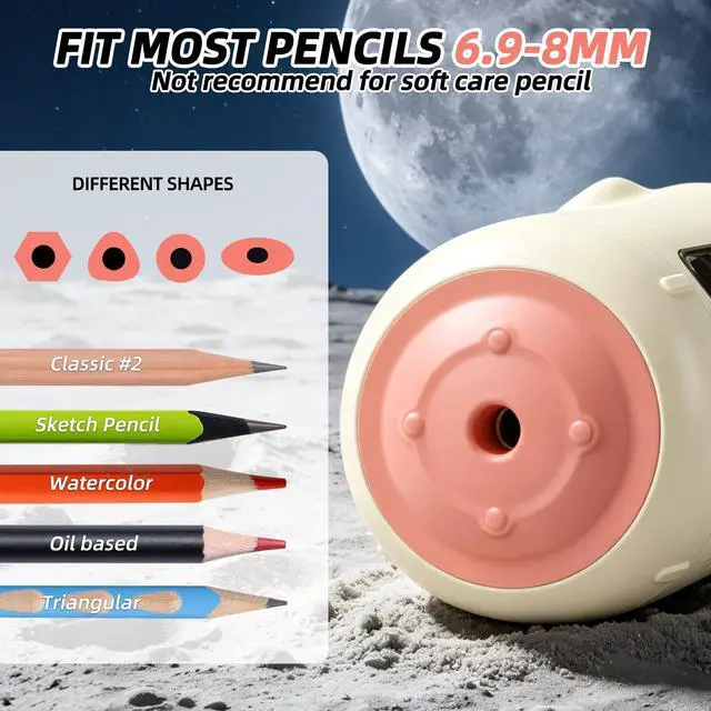 Alt view image 3 of 7 - Electric Pencil Sharpener, Fully Automatic Pencil Sharpener,White