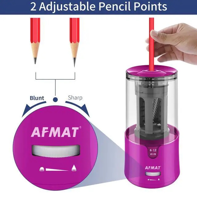 Alt view image 2 of 7 - Electric Pencil Sharpener for Colored Pencils, Auto Stop, Fast Sharpen in 3s, Large Hole Pencil Sharpener Plug in for 6-12mm No.2/Jumbo Pencils PS91