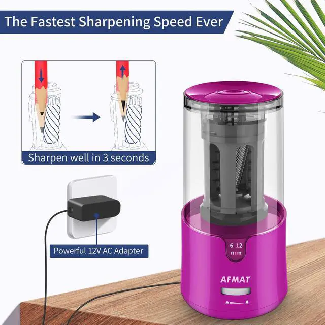 Alt view image 3 of 7 - Electric Pencil Sharpener for Colored Pencils, Auto Stop, Fast Sharpen in 3s, Large Hole Pencil Sharpener Plug in for 6-12mm No.2/Jumbo Pencils PS91