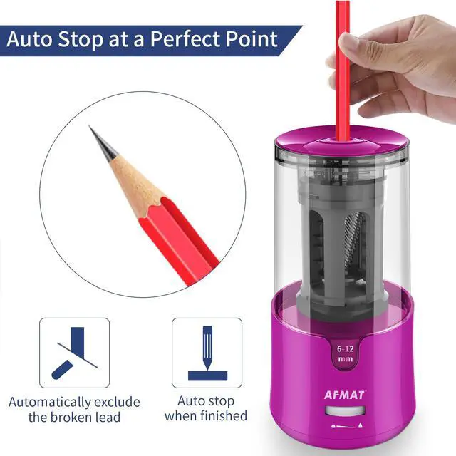 Alt view image 4 of 7 - Electric Pencil Sharpener for Colored Pencils, Auto Stop, Fast Sharpen in 3s, Large Hole Pencil Sharpener Plug in for 6-12mm No.2/Jumbo Pencils PS91