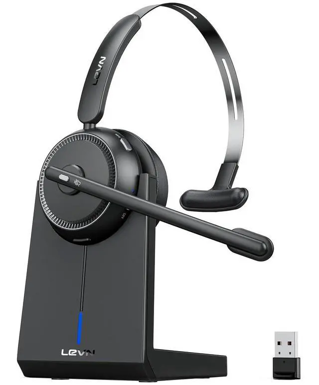 Main image of Wireless Headset 5.2, Wireless Headset with Mic for Work with(Noise Cancelling),Bluetooth Headphones for Work from Home/Office/PC/Computer/Center(Black)