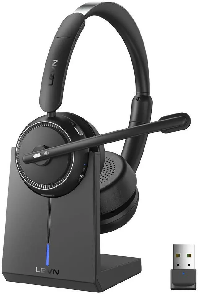 Main image of Wireless Headset with Mic for Work, Bluetooth Headset with Microphone AI Noise Cancelling & Mute Button, Wireless Headphones with Mic for Work/Home/Office/Call Center/PC/Laptop/Computer/Teams/Zoom