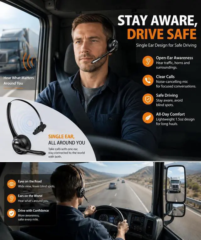 Alt view image 2 of 7 - Single Ear Bluetooth Headset - Noise Cancelling Microphone