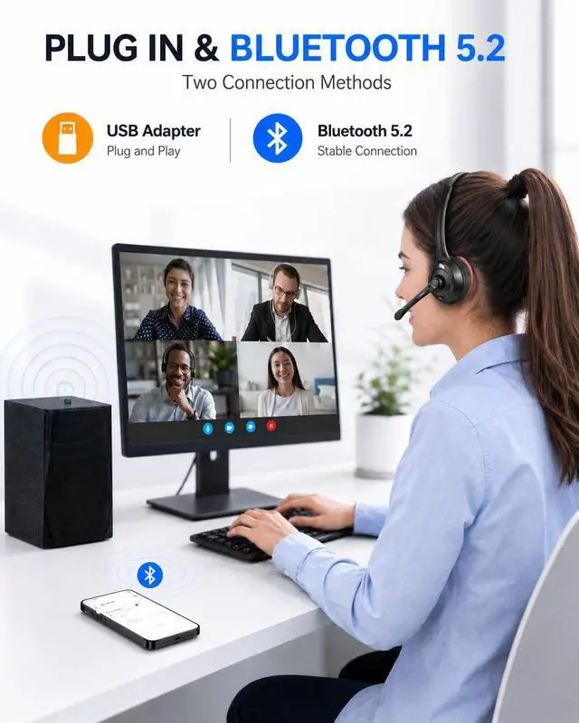 Alt view image 5 of 7 - Single Ear Bluetooth Headset - Noise Cancelling Microphone