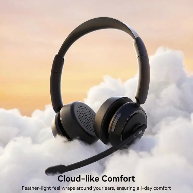 Alt view image 5 of 6 - Wireless Headset with Mic for Clear Work Calls, Bluetooth 5.2 Headset with Noise Cancelling Microphone & Mute Button, 40H Talk Time for Zoom Teams, Home Office, PC Mac Laptop Phone (Glossy Black)