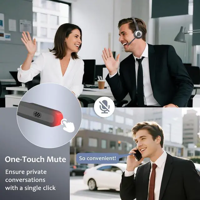 Alt view image 3 of 7 - Wireless Headset with Microphone, AI Noise Cancelling Headset for Office