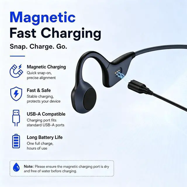 Alt view image 7 of 7 - Open-Ear Headphones with Noise-Canceling Mic, Bone Conduction Headphones