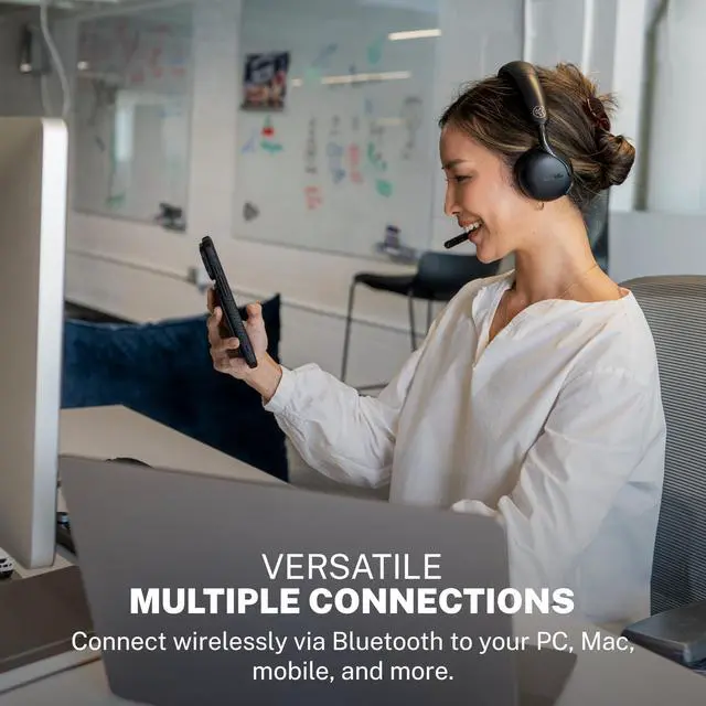 Alt view image 2 of 7 - Go Work Gen 3, Wireless Headset, Boom Microphone, Noise Cancelling Mic, USB-C Dongle, Bluetooth Multipoint, Black