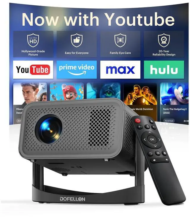 Main image of 4K Smart Mini Projector for Home Theater, WiFi & Bluetooth, Native 1080P