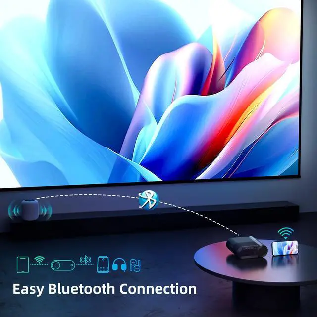 Alt view image 5 of 7 - Home Projector with WiFi and Bluetooth, Native 1080P Mini Movie Projector, 200 ANSI, Wired Screen Mirroring, HDMI USB TypeC, Video Projector for Home Theater Indoor & Outdoor Movie