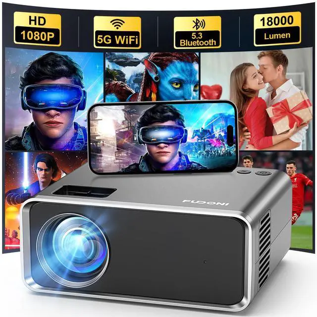 Main image of WiFi Bluetooth Projector, 4K Supported, Native 1080P FHD Projector