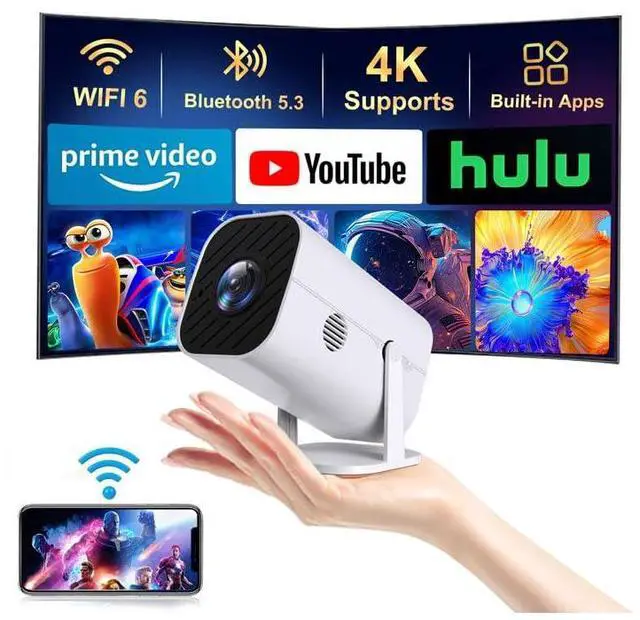 Main image of Mini Projector with Wifi and Bluetooth, Built-in Apps,Movie Projector
